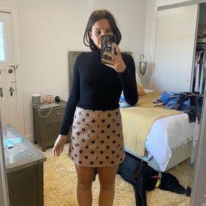 Zara Faux Leather Polka Dot Skirt NWT